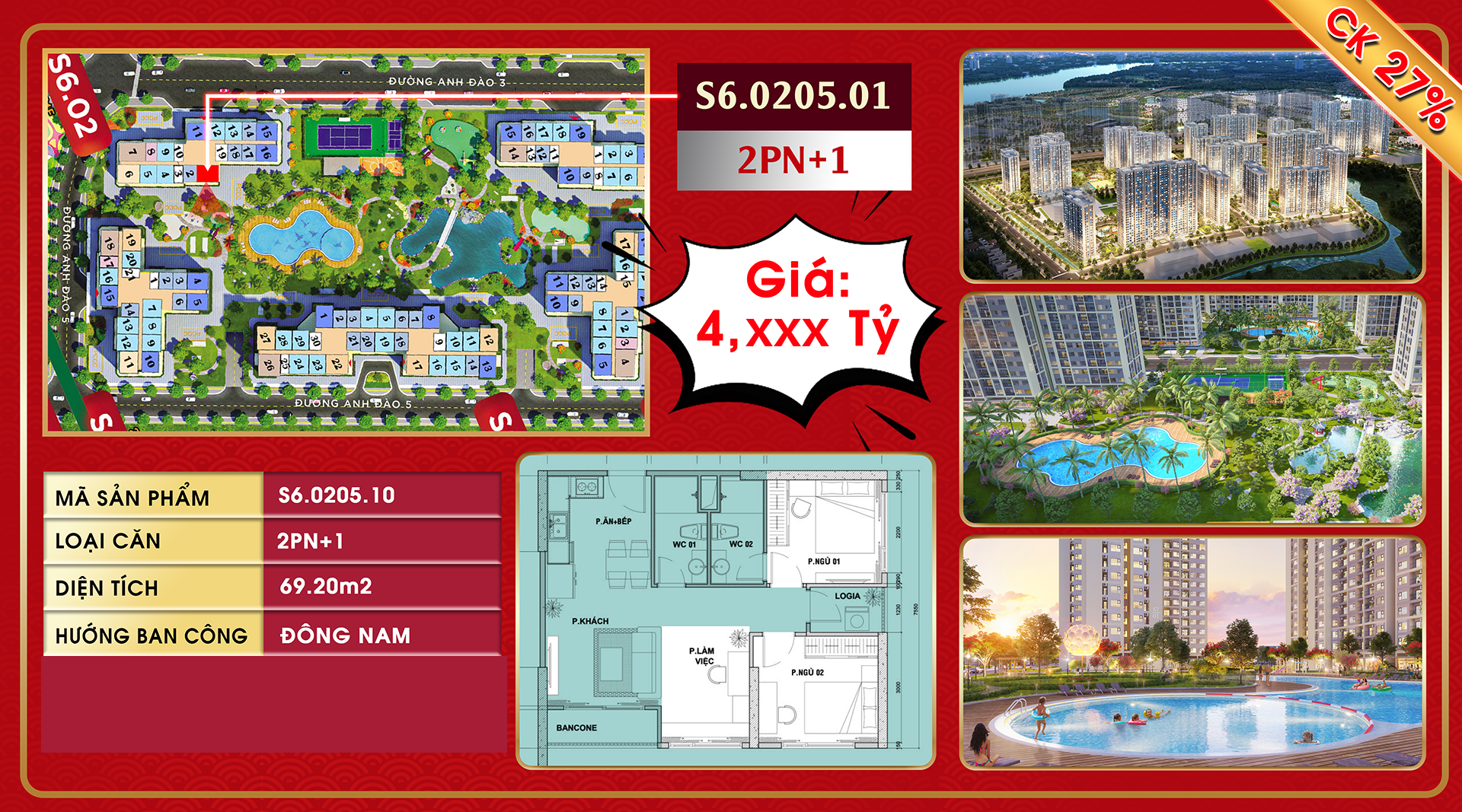 Căn hộ tòa S6 phân khu The Origami từ chủ đầu tư_S6.0205.01